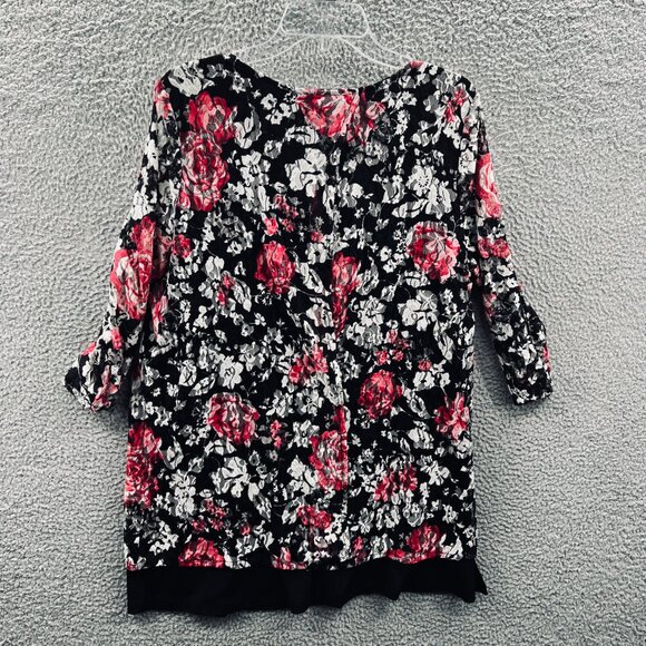 Catherines Womens Top 0X Red Floral Lace Overlay Layered Plus Size Romantic - Picture 2 of 11